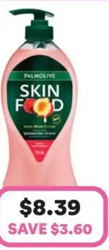 Priceline Palmolive Skin Food Body Wash Cream Quandong Peach offer