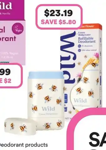 Wild refillable natural deodorant honey & cactus flower