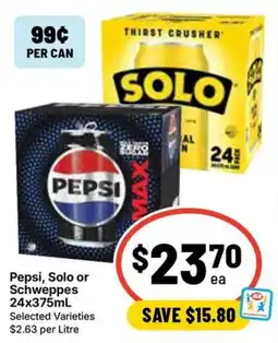 Ritchies Pepsi, Solo or Schweppes offer