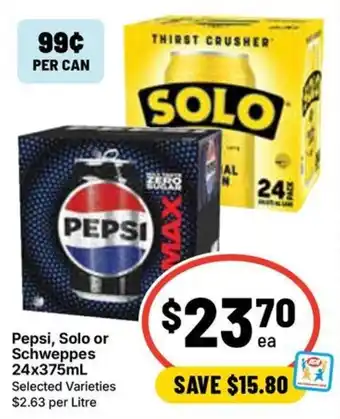 Ritchies Pepsi, Solo or Schweppes offer