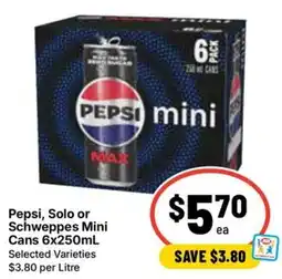 Ritchies Pepsi Solo or Schweppes Mini Cans offer