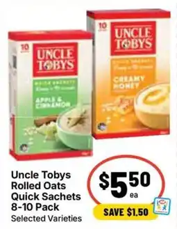 Ritchies Uncle Tobys Rolled Oats Quick Sachets offer
