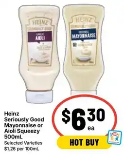 Ritchies Heinz Seriously Good Mayonnaise or Aioli Squeezy offer