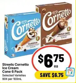 Ritchies Streets Cornetto Ice Cream Cone 6 Pack offer