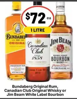 Ritchies Bundaberg Original Rum, Canadian Club Original Whisky or Jim Beam White Label Bourbon offer