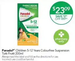 Terry White Panadol Children Colourfree Suspension Tutti Frutti offer