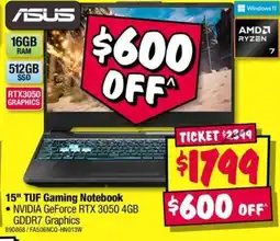 JB Hi-Fi ASUS 15" TUF Gaming Notebook offer