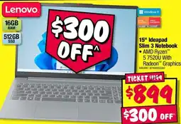 JB Hi-Fi Lenovo 15" Ideapad Slim 3 Notebook offer