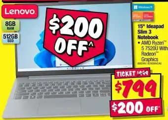 JB Hi-Fi Lenovo 15" Ideapad Slim 3 Notebook offer