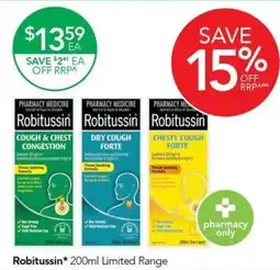 Terry White Robitussin 200ml Limited Range offer