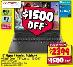 JB Hi-Fi 15" Hyper X Gaming Notebook offer