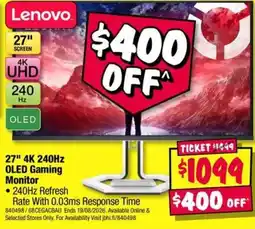 JB Hi-Fi Lenovo 27" 4K 240Hz OLED Gaming Monitor offer