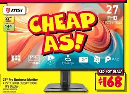 JB Hi-Fi Msi 27" Pro Business Monitor offer