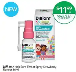 Terry White Difflam Kids Sore Throat Spray Strawberry offer