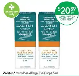 Terry White Zaditen* Multidose Allergy Eye Drops offer