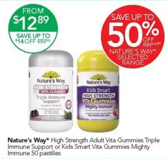 Nature's Way High Strength Adult Vita Gummies Triple Immune Support or Kids Smart Vita Gummies Mighty Immune