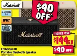 JB Hi-Fi Marshall Emberton III Portable Bluetooth Speaker offer