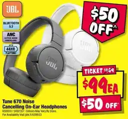 JB Hi-Fi JBL Tune 670 Noise Cancelling On-Ear Headphones offer