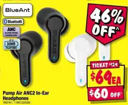 JB Hi-Fi BlueAnt Pump Air ANC2 In Ear Headphones offer