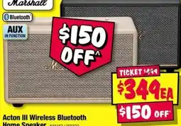 JB Hi-Fi Marshall Acton III Wireless Bluetooth Home Speaker offer