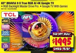 JB Hi-Fi TCL BRAVIA 9 II True RGB AI 4K Google TV offer