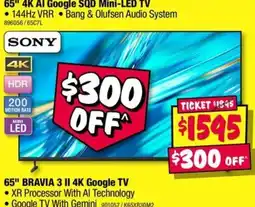 JB Hi-Fi Sony 65" BRAVIA 3 II 4K Google TV offer