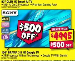 JB Hi-Fi Sony 83" OLED 4K Smart AI TV offer