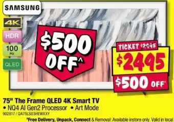 JB Hi-Fi Samsung 75" The Frame QLED 4K Smart TV offer