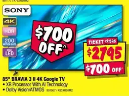 JB Hi-Fi Sony 85" BRAVIA 3 II 4K Google TV offer