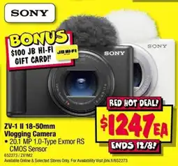 JB Hi-Fi Sony ZV-1 II 18-50mm Vlogging Camera offer