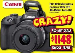 JB Hi-Fi Canon EOS R50 Mirrorless Camera With RFS 18-45mm Lens Kit offer