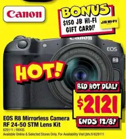 JB Hi-Fi Canon EOS R8 Mirrorless Camera RF 24-50 STM Lens Kit offer