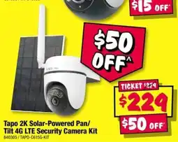 JB Hi-Fi Tapo 2K Solar Powered Pan Tilt 4G LTE Security Camera Kit offer