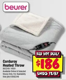 JB Hi-Fi beurer Corduroy Heated Throw offer