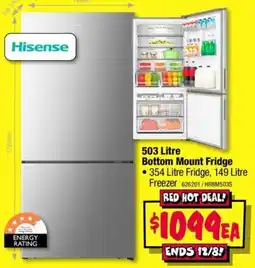 JB Hi-Fi Hisense 503 Litre Bottom Mount Fridge offer