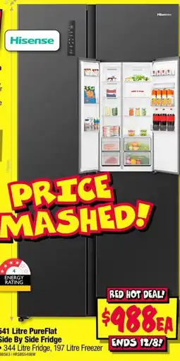JB Hi-Fi Hisense 641 Litre PureFlat Side By Side Fridge offer
