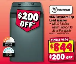 JB Hi-Fi Westinghouse 9KG EasyCare Top Load Washer offer