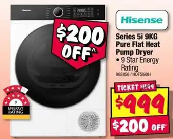 JB Hi-Fi Hisense Series 5i 9KG Pure Flat Heat Pump Dryer offer
