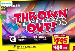 JB Hi-Fi Hisense 55" 4K Hi-QLED Smart TV offer