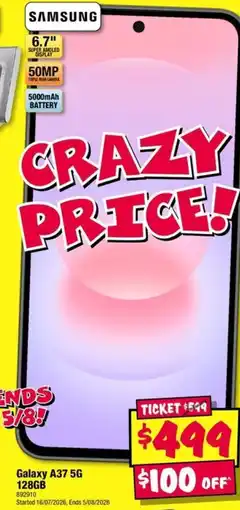 JB Hi-Fi Samsung Galaxy A37 5G 128GB offer