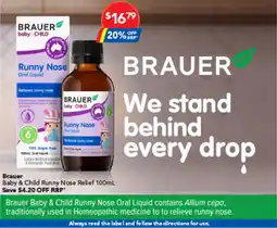 Amcal Pharmacies Brauer Baby & Child Runny Nose Relief offer