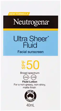 Priceline Neutrogena Ultra Sheer Fluid Facial Sunscreen SPF50 offer