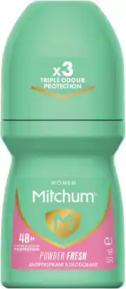 Priceline Mitchum Women Antiperspirant Roll-On Deodorant Powder Fresh offer