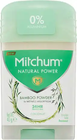 Priceline Mitchum Natural Power Bamboo Powder Deodorant Stick offer