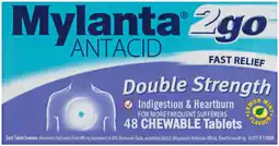 Priceline Mylanta 2Go Antacid Double Strength Lemon Mint Flavour 48 Tablets offer