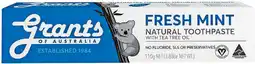 Priceline Grants Fresh Mint with Tea Tree Oil Natural Toothpaste offer