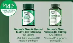Terry White Nature's Own Activated Methyl B12 1000mcg or Nature's Own Vitamin B3 500mg offer