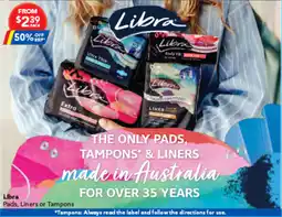 Amcal Pharmacies Libra Pads Liners or Tampons offer