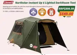 Tentworld Coleman Northstar Instant Up 6 Lighted DarkRoom Tent offer