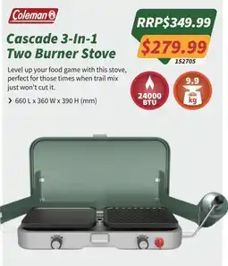 Tentworld Coleman Cascade 3-In-1 Two Burner Stove offer